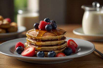 Oatmeal Pancakes with Fresh Berries and Honey - oatmeal pancakes recipe