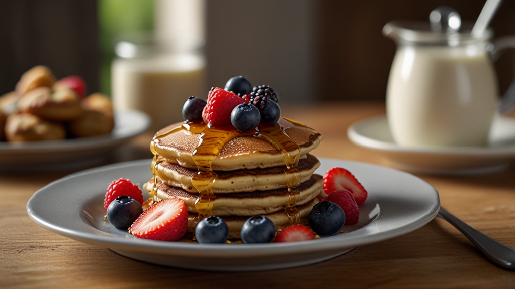 Oatmeal Pancakes with Fresh Berries and Honey - oatmeal pancakes recipe