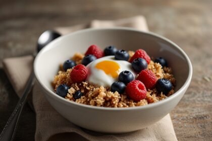 Quinoa Breakfast Bowl with Berries and Yogurt - quinoa breakfast bowl recipe