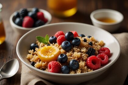 Quinoa Breakfast Bowl with Fresh Berries & Honey - quinoa breakfast bowl recipe