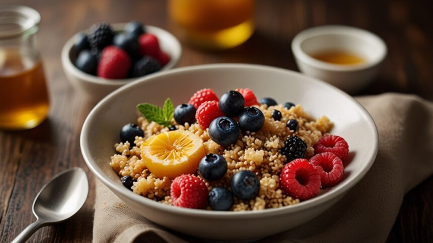 Quinoa Breakfast Bowl with Fresh Berries & Honey - quinoa breakfast bowl recipe