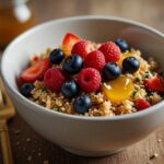 Quinoa Breakfast Bowl with Honey and Fresh Berries - quinoa breakfast bowl recipe