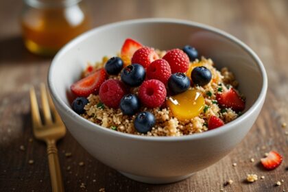 Quinoa Breakfast Bowl with Honey and Fresh Berries - quinoa breakfast bowl recipe