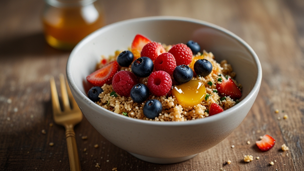 Quinoa Breakfast Bowl with Honey and Fresh Berries - quinoa breakfast bowl recipe