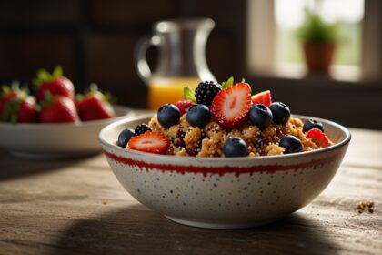 Sunshine Quinoa Breakfast Bowl with Fresh Berries - quinoa breakfast bowl