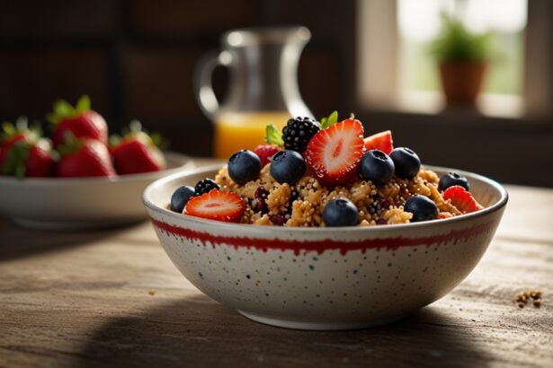 Sunshine Quinoa Breakfast Bowl with Fresh Berries - quinoa breakfast bowl