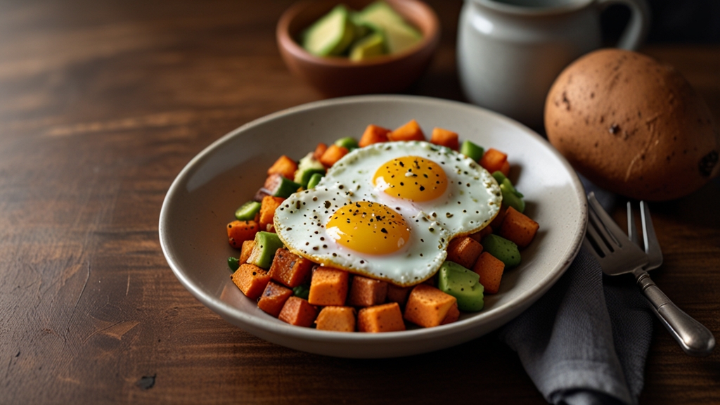 Sweet Potato Breakfast Hash with Avocado and Eggs - sweet potato breakfast hash